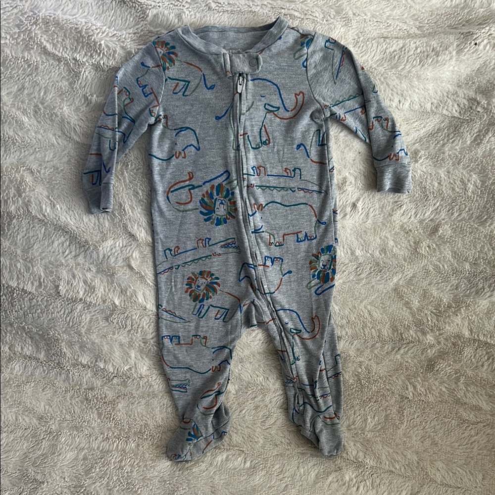 Gray Dinosaur Print Kids One Piece